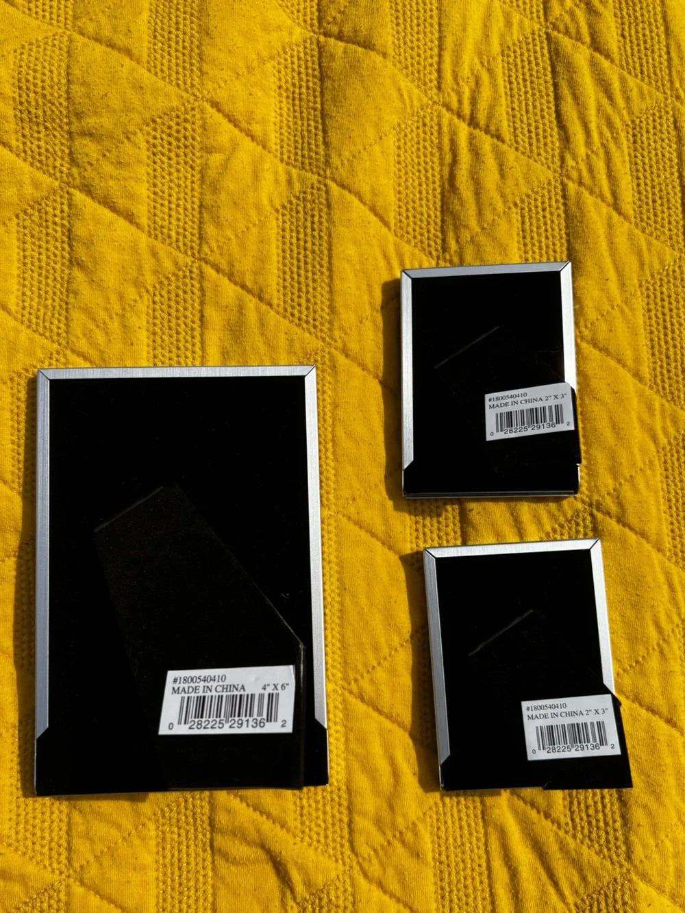 Set of 3 Silver Photo Frames with black backings